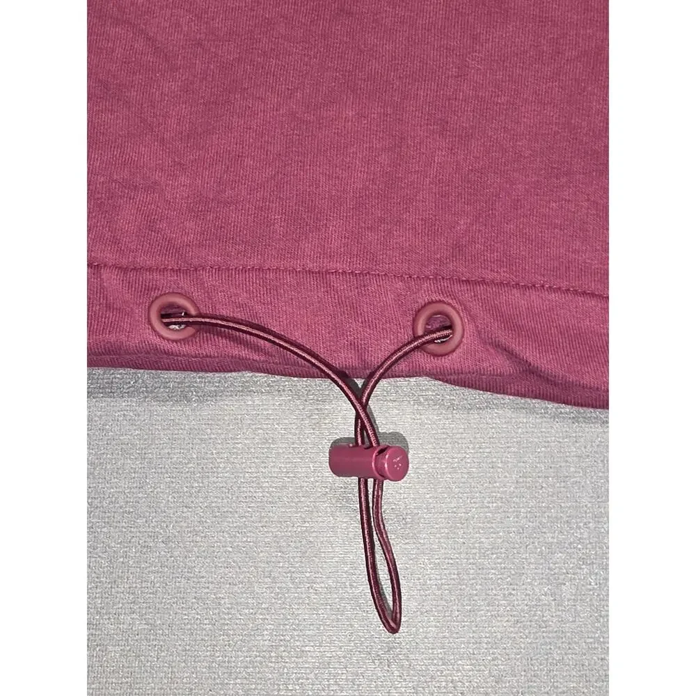 Gymshark Womens Cropped Hoodie Sweatshirt Pullover Training Drawcord Burgundy XS